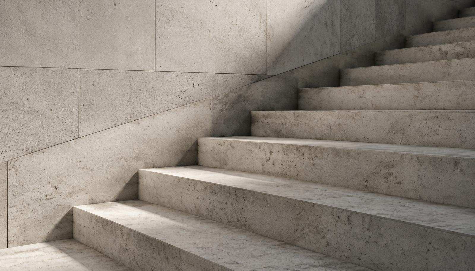 Stone staircase rising in even steps