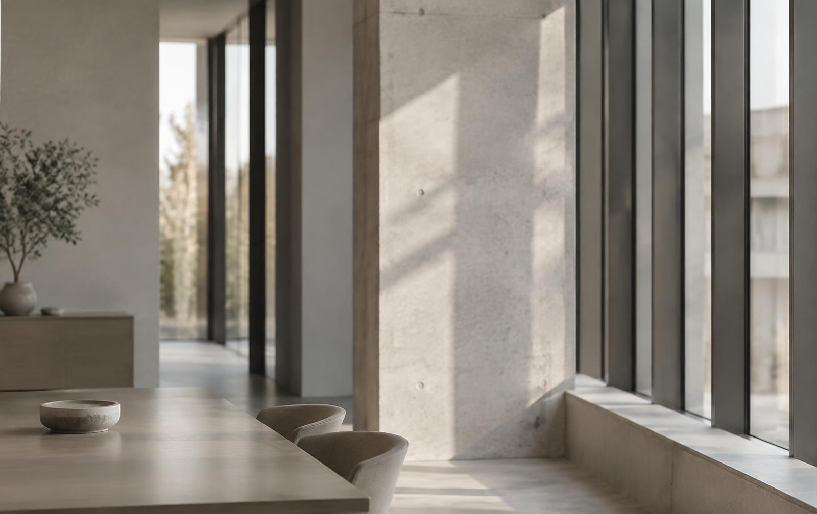 Daylight across a calm modern office interior